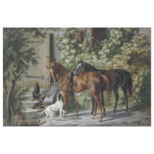 Papel De Seda Cavalos no Porch (por Albrecht Adam)