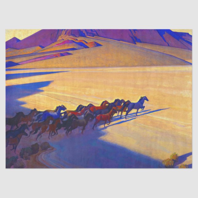 Papel De Seda Cavalos selvagens de Nevada por Maynard Dixon (Frente )