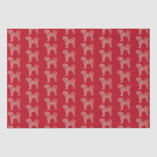 Papel De Seda Cavapoo Cachorro Feliz de Natal Vermelho Silhute (Frente )