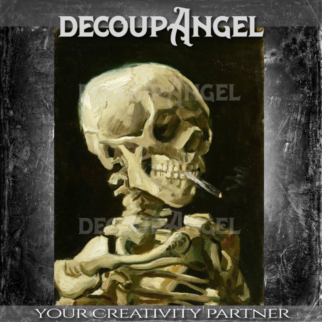 Papel De Seda Caveira De Van Gogh Com Uma Dissociação De Cigarro (Criador carregado)