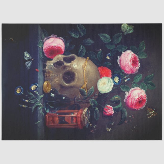 Papel De Seda Caveira e rosas (Frente )