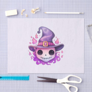 Papel De Seda Caveira em um Chapéu de Bruxa Caprichosa