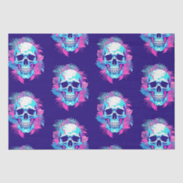 Papel De Seda Caveira Floral no Estilo Vaporwave