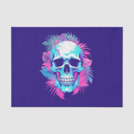 Papel De Seda Caveira Floral no Estilo Vaporwave