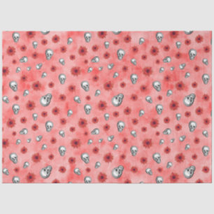 Papel De Seda Caveiras Vermelhas e Série de Girassóis Design 6