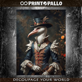 Papel De Seda Cegonha dândi elegante com flor e cartola