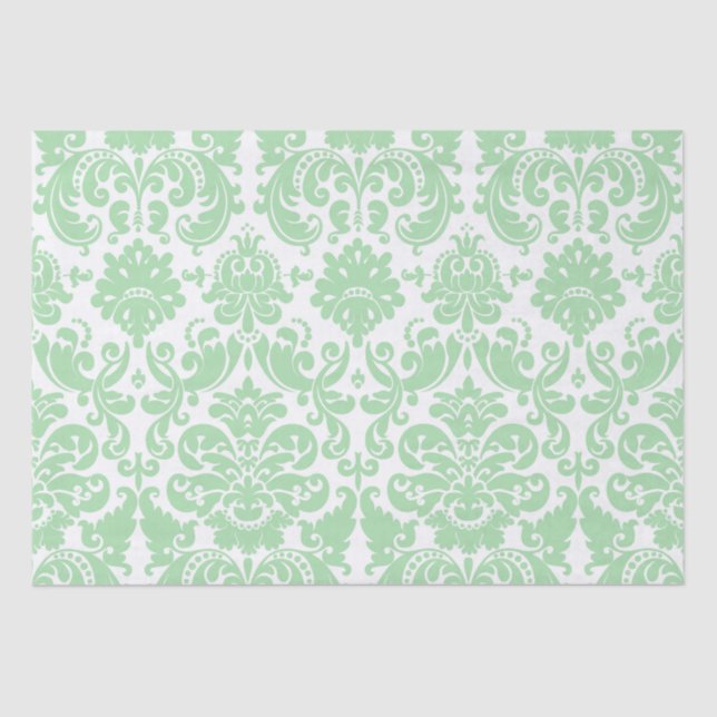 Papel De Seda Celadon e cor damasco elegante branca (Frente )