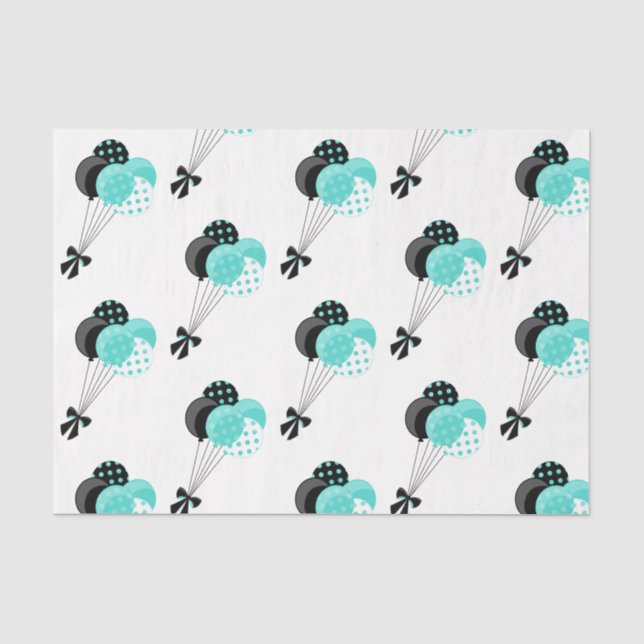 Papel De Seda Celebração de Balão Azul e Preto (Frente )