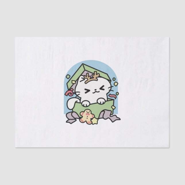 Papel De Seda Celebração de Natal com Gato de Tempo Puro (Frente )