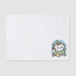 Papel De Seda Celebração de Natal com Gato de Tempo Puro