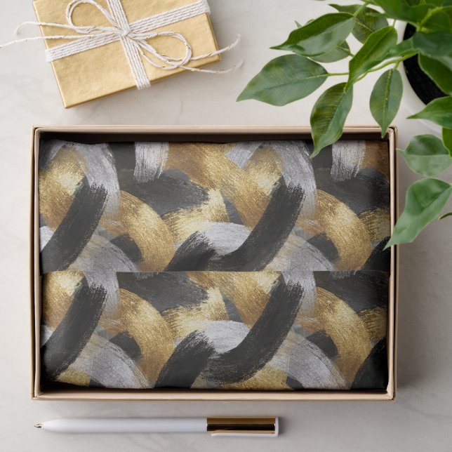 Papel De Seda Celebração de Natal Preto Prata Dourado (Presente)