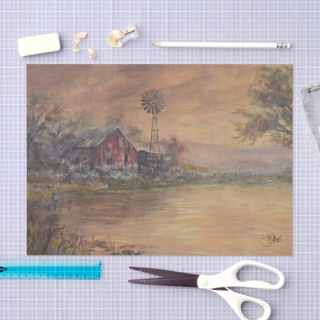 Papel De Seda Celeiro Antigo Pintado à mão (Arte )