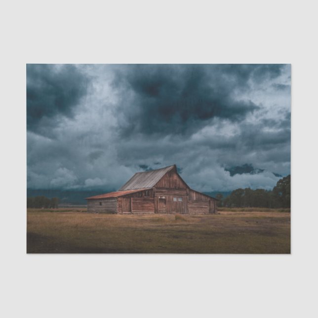 Papel De Seda Celeiro de Madeira Vigia Contra Tempestade (Frente )