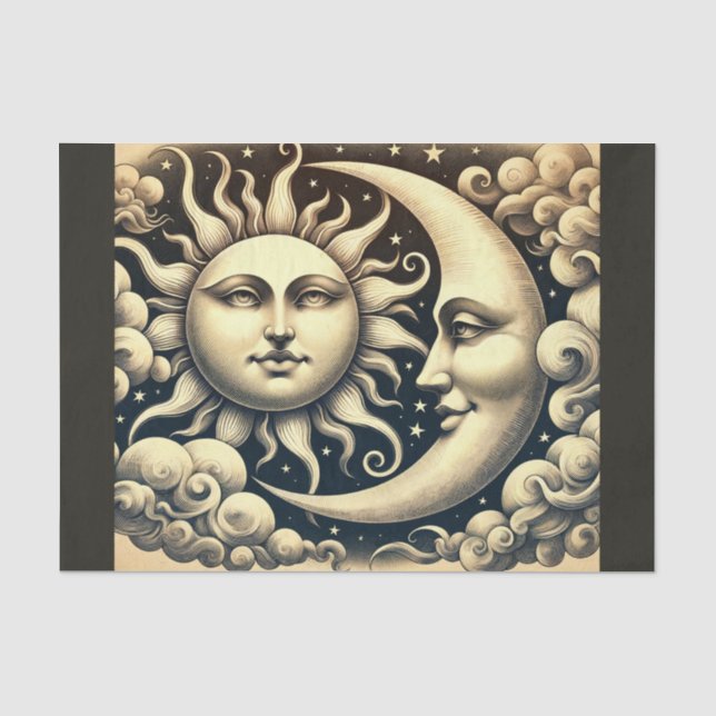 Papel De Seda Celestiais Vintage Sol & Lua (Frente )