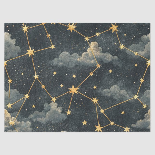 Papel De Seda Celestial Constellation Star Pattern (1) (Frente )