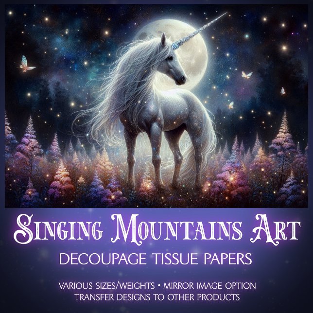 Papel De Seda Celestial Fairycore Unicorn Glow Decoupage  (Criador carregado)