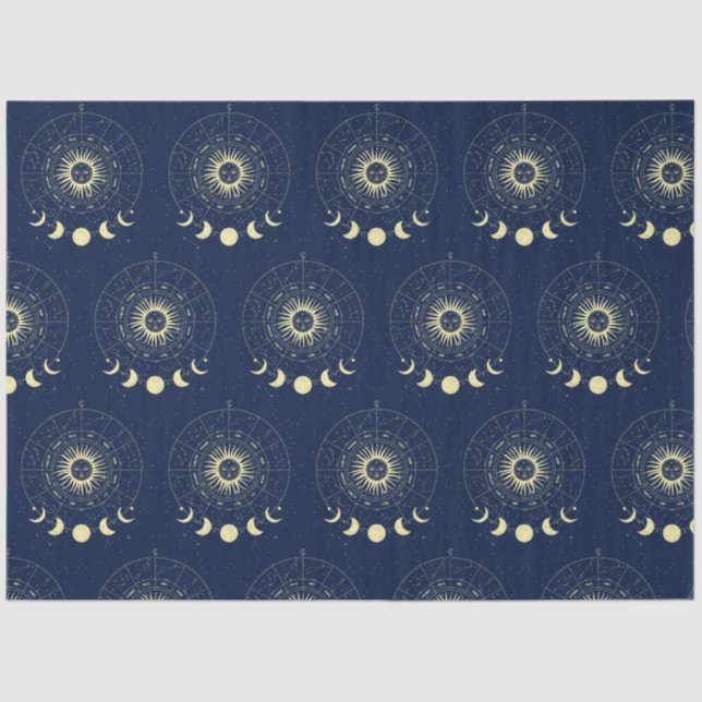 Papel De Seda Celestial Sun Moon Fases Zodiac (Frente )