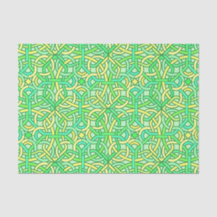 Papel De Seda Celtic Knot Irish Braid Padrão Verde Amarelo