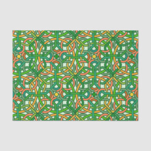 Papel De Seda Celtic Knot Irish Braid Padrão Verde Bonito