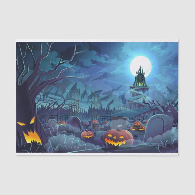 Papel De Seda Cemitério da Lua de Bompkin Halloween (Frente )