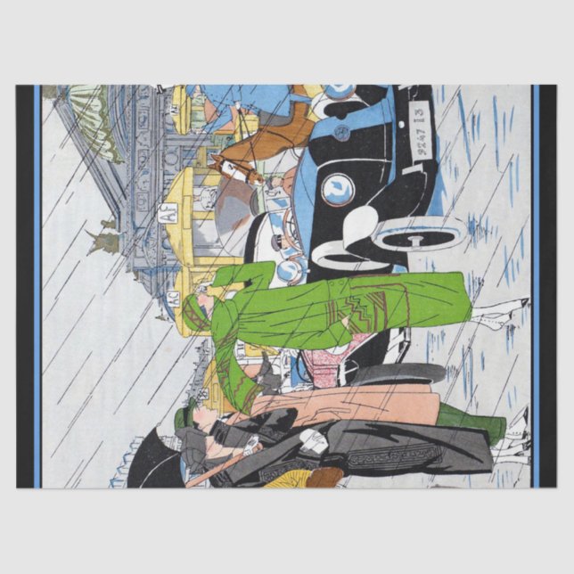 Papel De Seda Cena da Rua Art Deco (Frente )