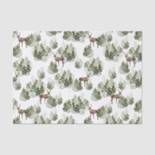 Papel De Seda Cena d'água de cervo da floresta verde