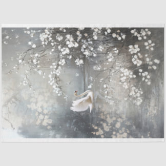 Papel De Seda Cena de Cisne Parisiense Etéreo com Revestimento d