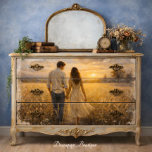 Cena de Decoupage de Casal Romântico no Campo de T