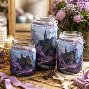 Papel De Seda Cena de Decoupagem do Castelo Gótico de Lavanda na