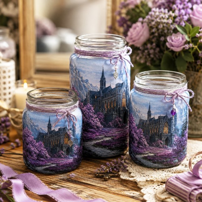 Papel De Seda Cena de Decoupagem do Castelo Gótico de Lavanda na (Criador carregado)