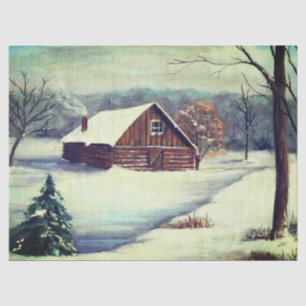 Papel De Seda Cena de inverno Vintage