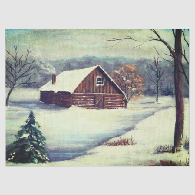Papel De Seda Cena de inverno Vintage (Frente )
