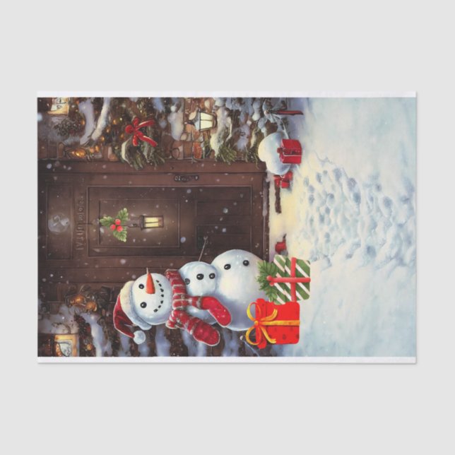 Papel De Seda Cena de Natal de Snowman (Frente )