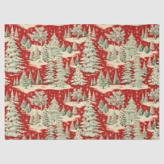 Papel De Seda Cena de Natal Vintage Retro (Frente )