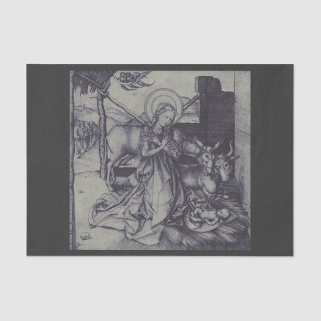 Papel De Seda Cena de Natividade Antiga og Jesus Cristo (Frente )