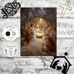 Papel De Seda Cena de Natividade do Bebê de Desligar Jesus