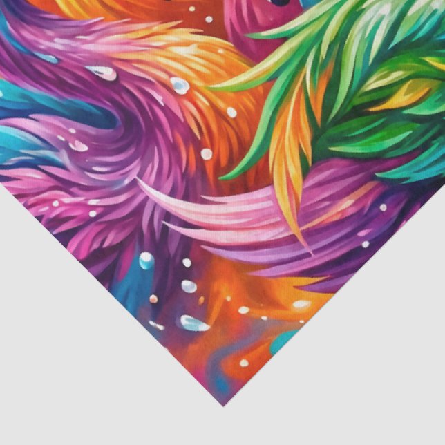 Papel De Seda Cena de Sonho de Cisne Vibrante – Boho Psicodélico (Detalhes )