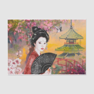 Papel De Seda Cena Japonesa Com Mulher