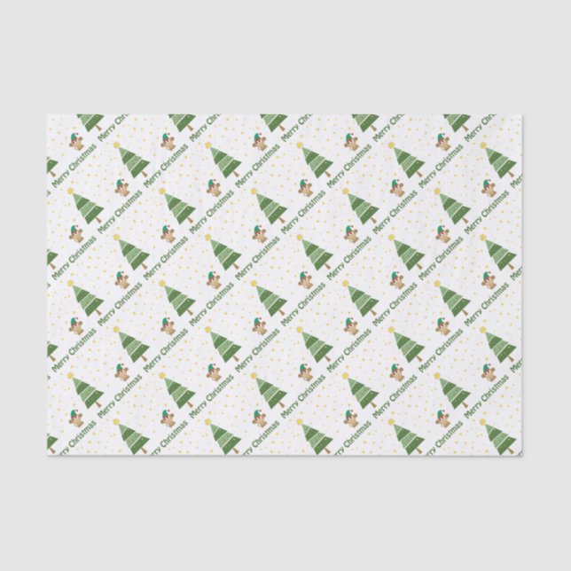 Papel De Seda Cena Noturna de Natal com Macaco Bonito (Frente )