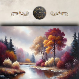 Papel De Seda Cena Romântica de Outono junto ao Rio Paisagem Dec