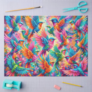 Papel De Seda Cenário de Sonho de Beija-flor Vibrante – Boho Tro