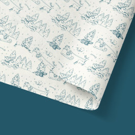 Papel De Seda Cenas de Natal Modernas do Toile de Jouy