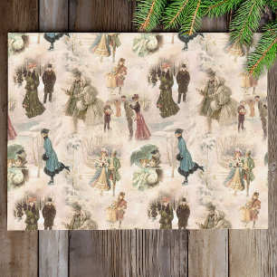 Papel De Seda Cenas de Neve de inverno Vintage