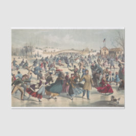 Papel De Seda Central Park, inverno. O lago de patinação. Nova I