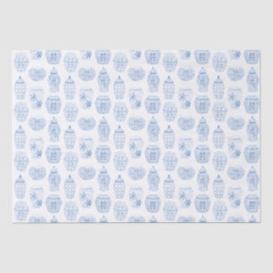 Papel De Seda Cerâmica Chinesa De Jar Branco Azul, Pinta De Mã