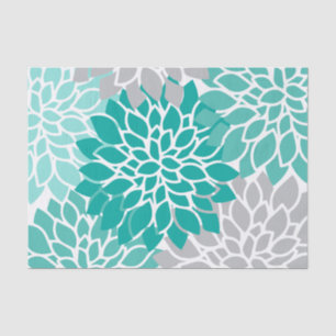 Papel De Seda Cerceta moderna e cinzas florais