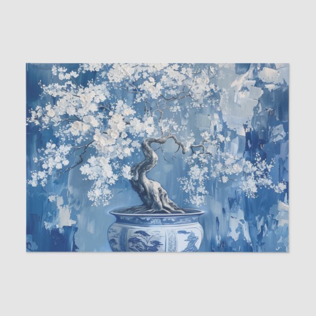 Papel De Seda Cereja Chinoiserie China Chinoiserie Blue and Whit (Frente )