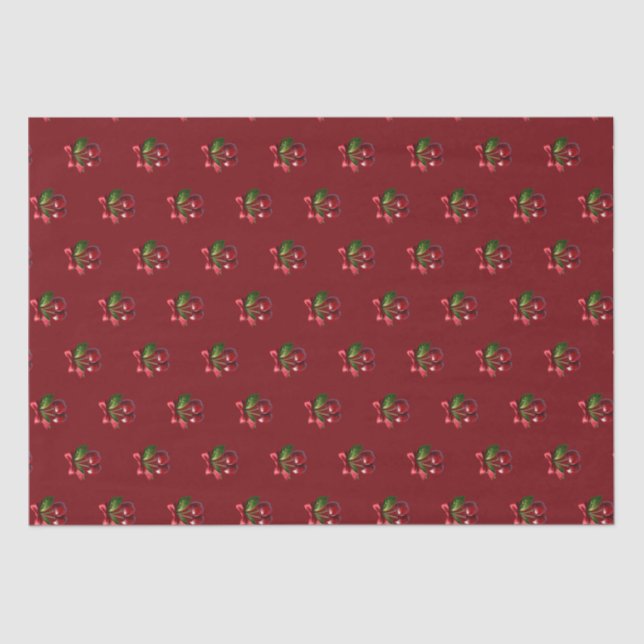 Papel De Seda Cereja Red Cherries com um Arco (Frente )