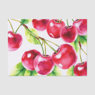 Papel De Seda Cerejas De Coloração Água Reproduzíveis