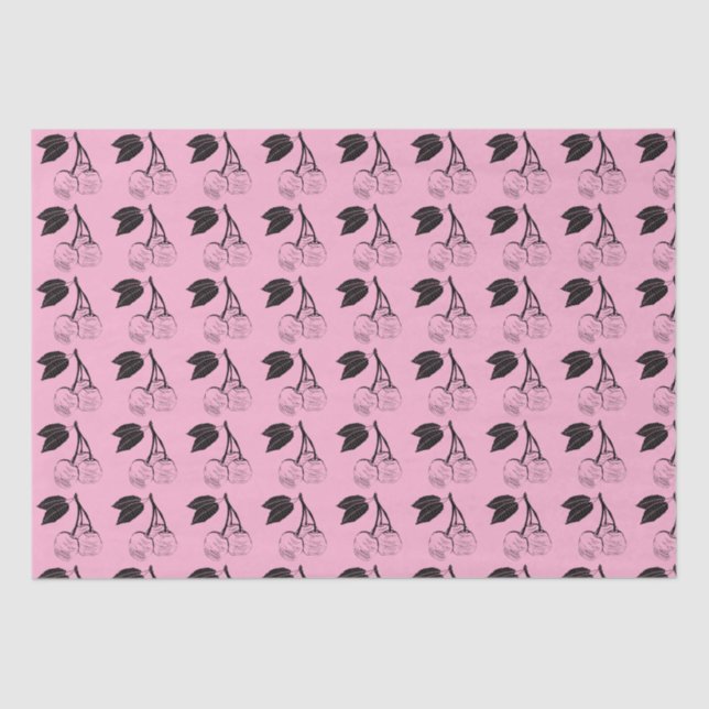 Papel De Seda Cerejas negras em PInk (Frente )